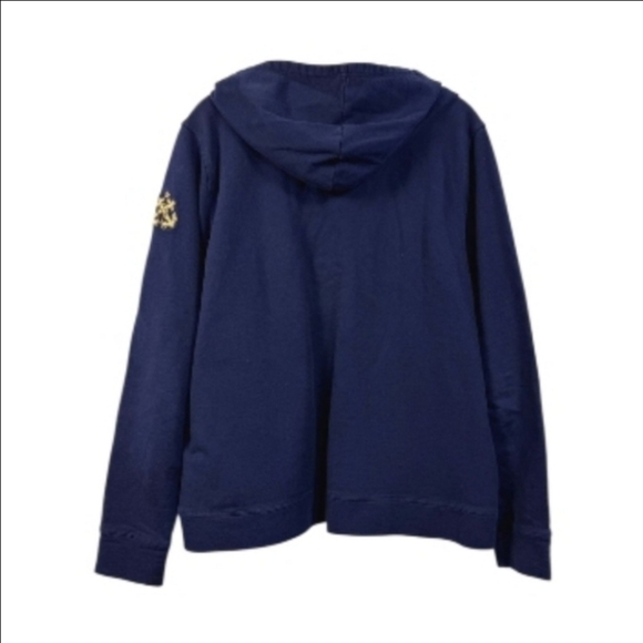 Lauren Ralph Lauren Preppy Navy Lace-Up Fleece Hoodie Casual Athleisure Small - Picture 6 of 6